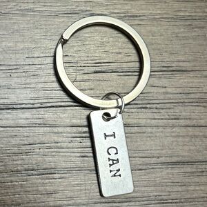 Silver Keychain with 'I CAN' Tag